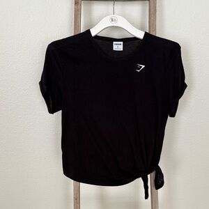 Gymshark Black Tie-Front Top